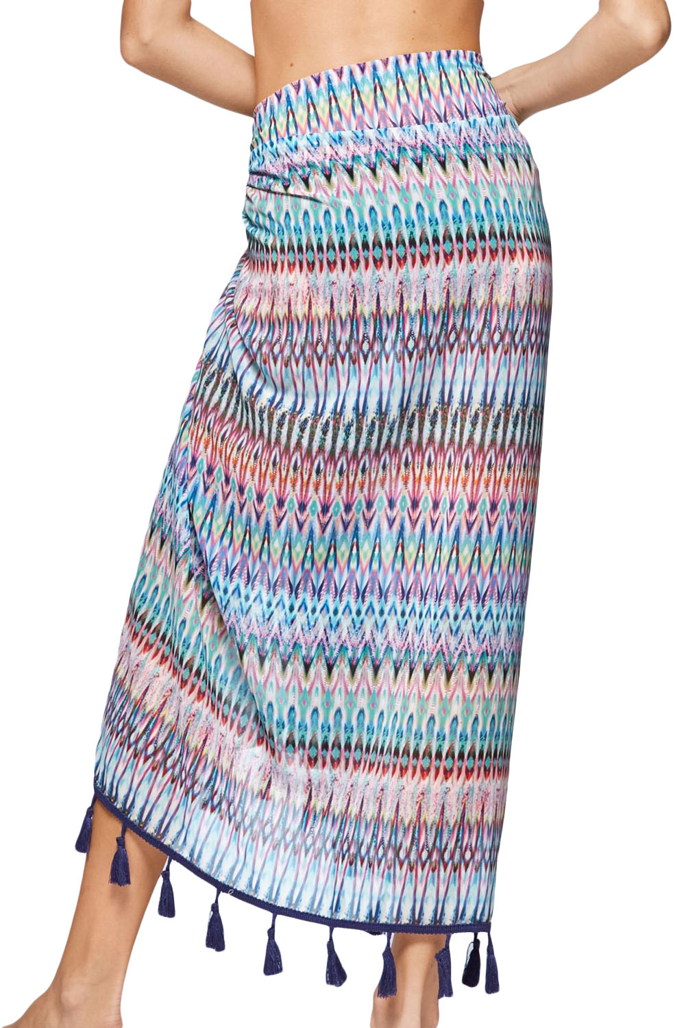 F4554 Zig Zag Print Tassel Sarong